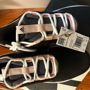 adidas Black and Blush Pink Lace-Up Running Sneakers